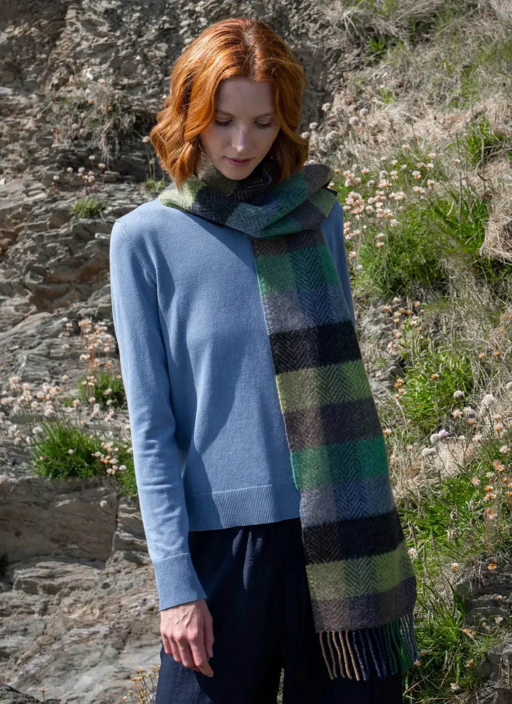 Cashmere Wool Fringed Scarf