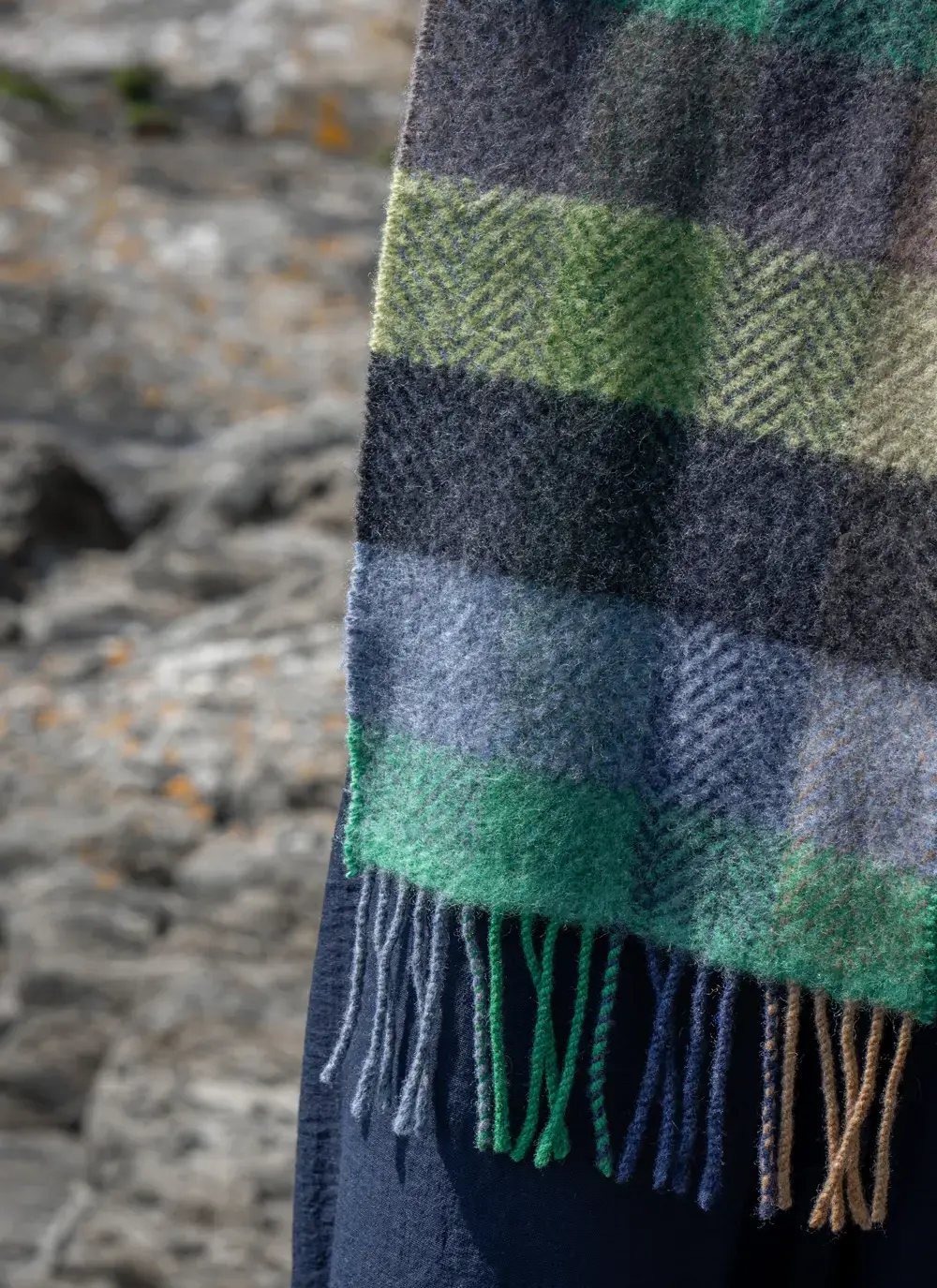 Cashmere Wool Fringed Scarf