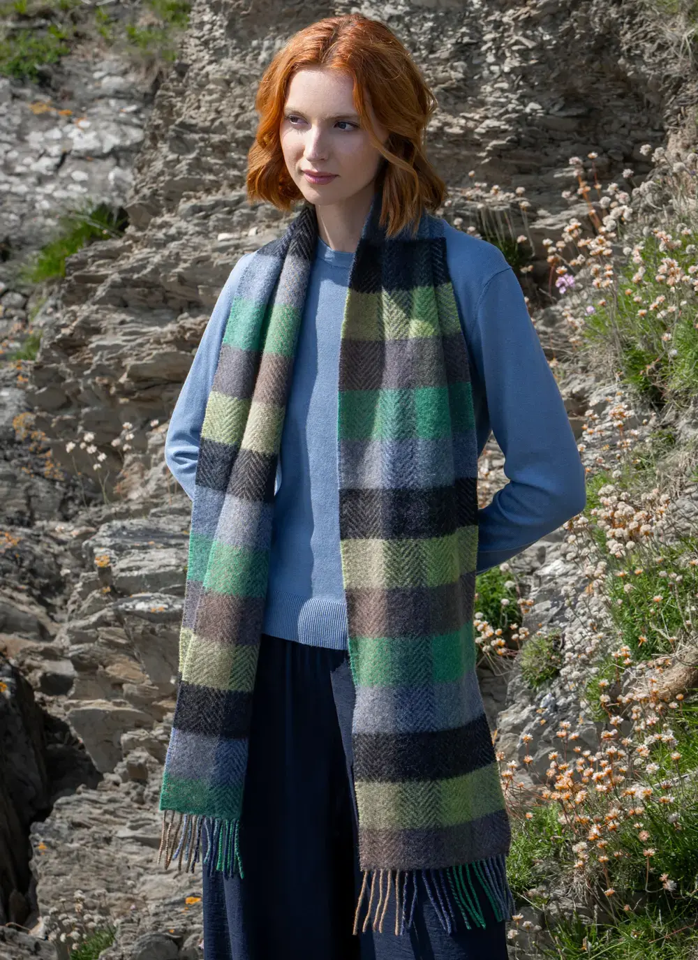 Cashmere Wool Fringed Scarf