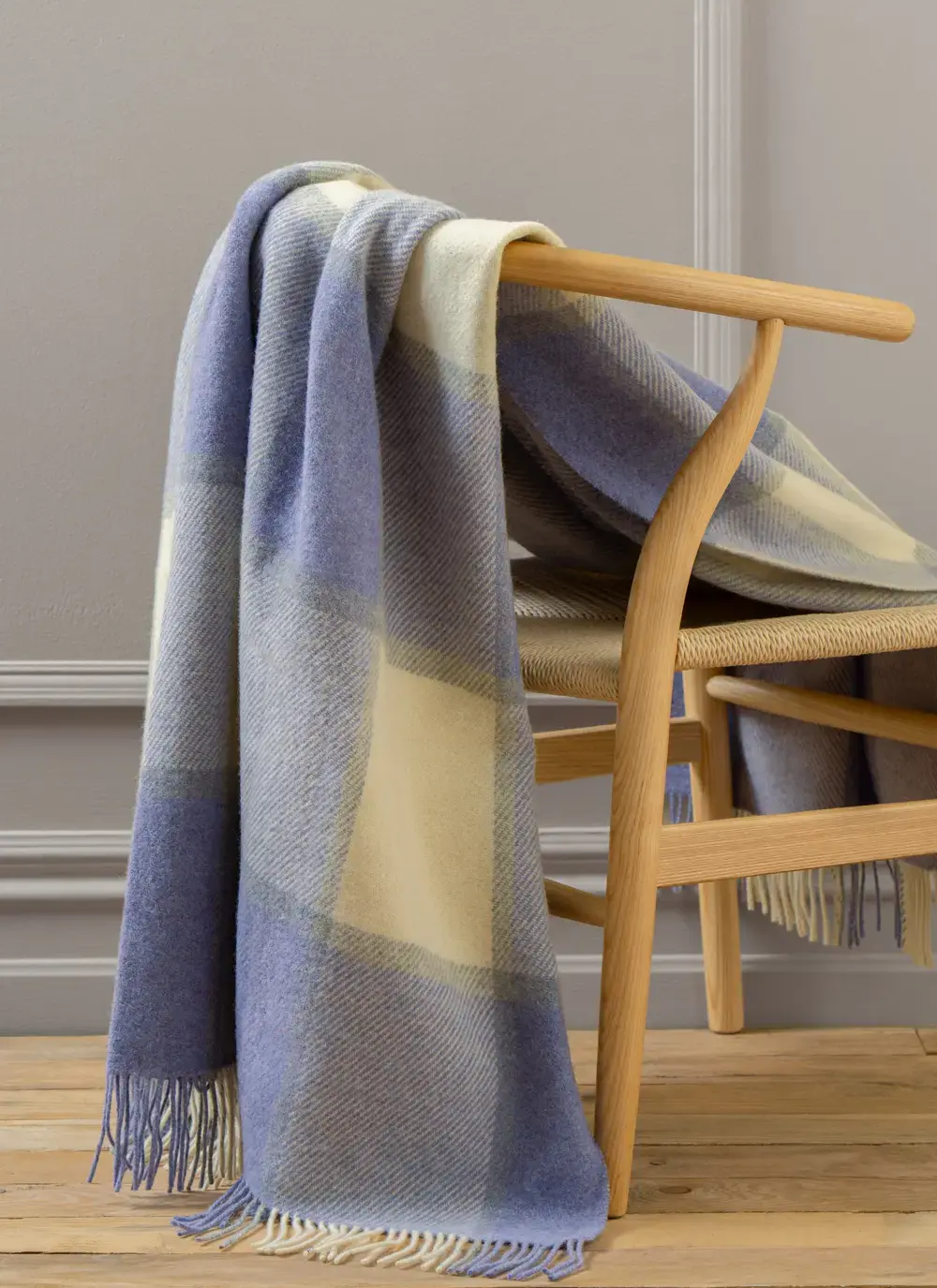 Lavender Check Pure New Wool Throw