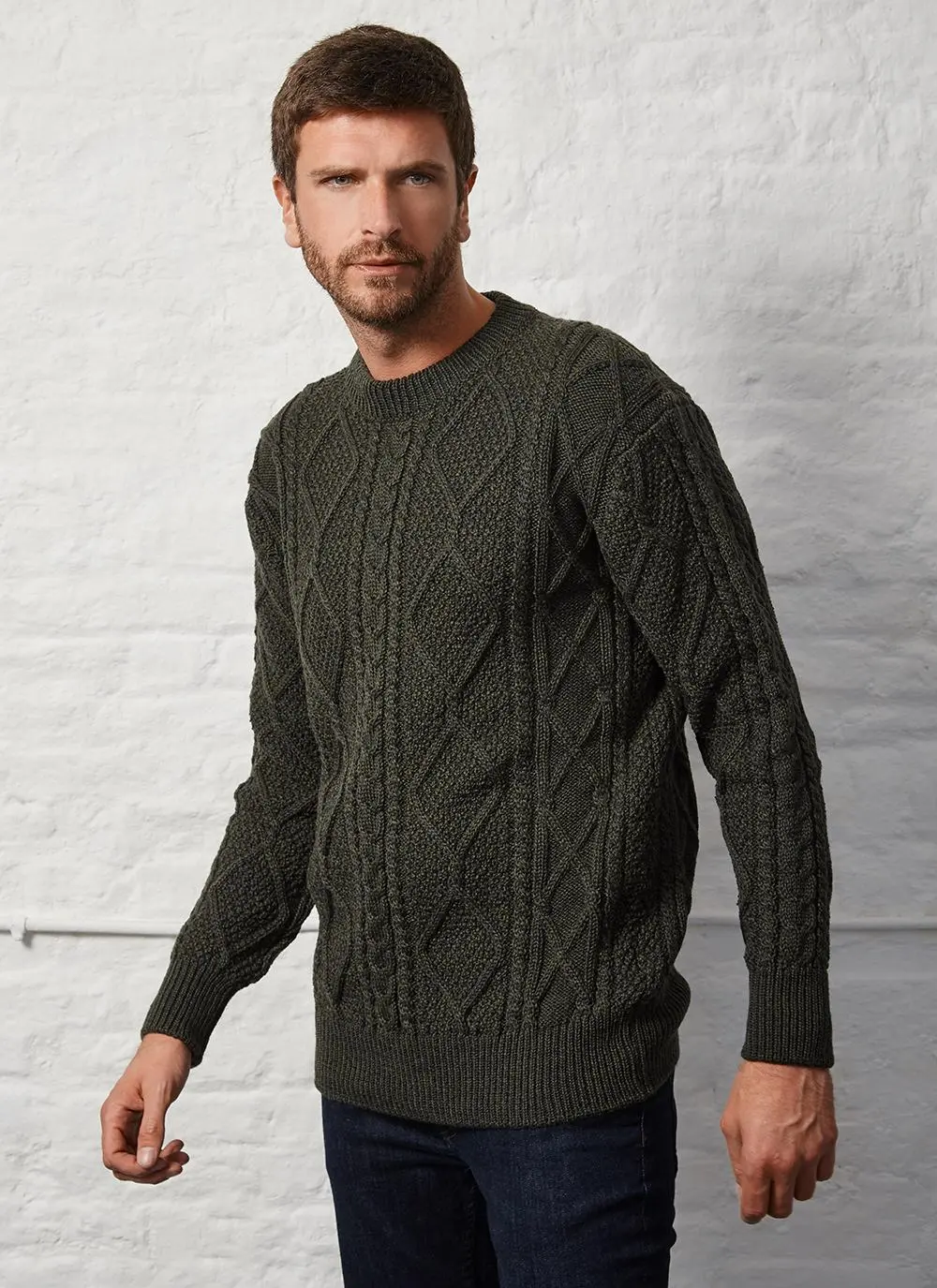 Jamie Crew Neck Aran Sweater