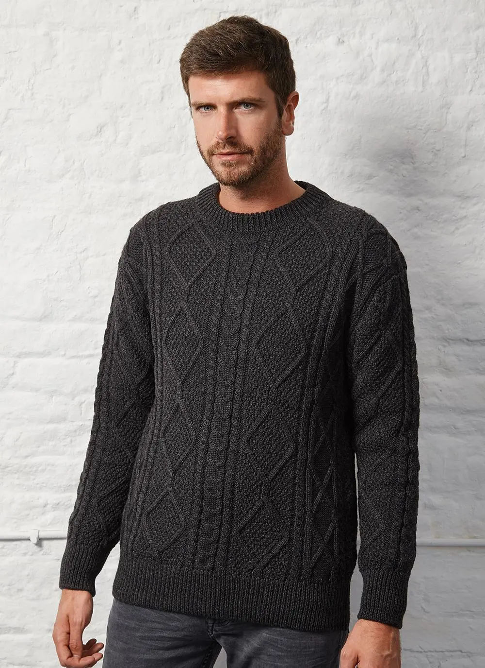 Jamie Crew Neck Aran Sweater