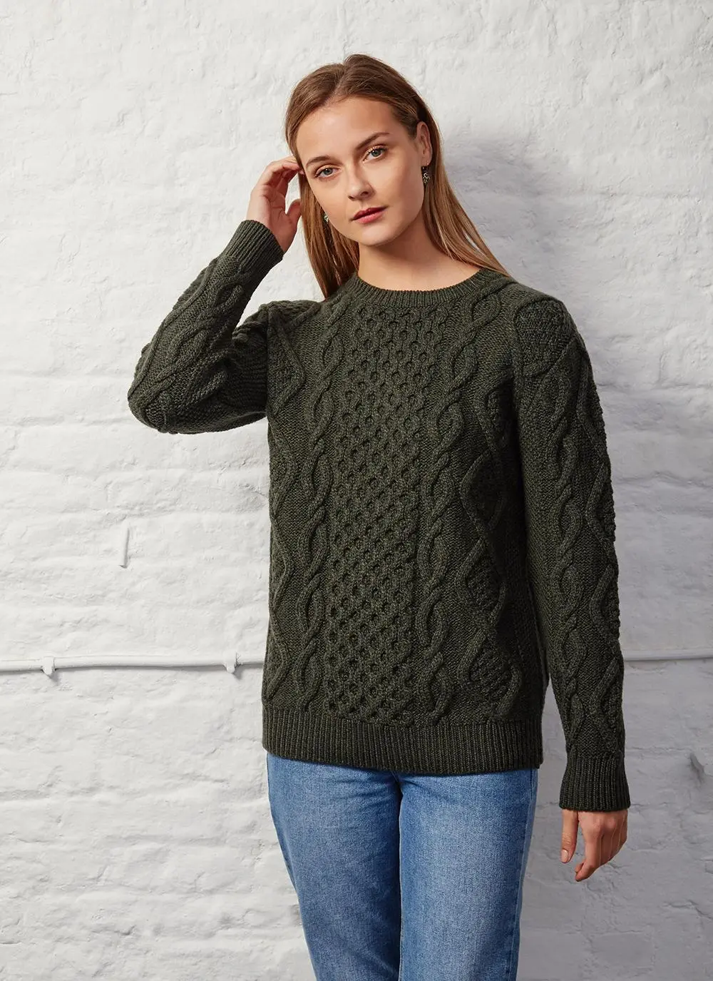 John Crew Neck Aran Sweater