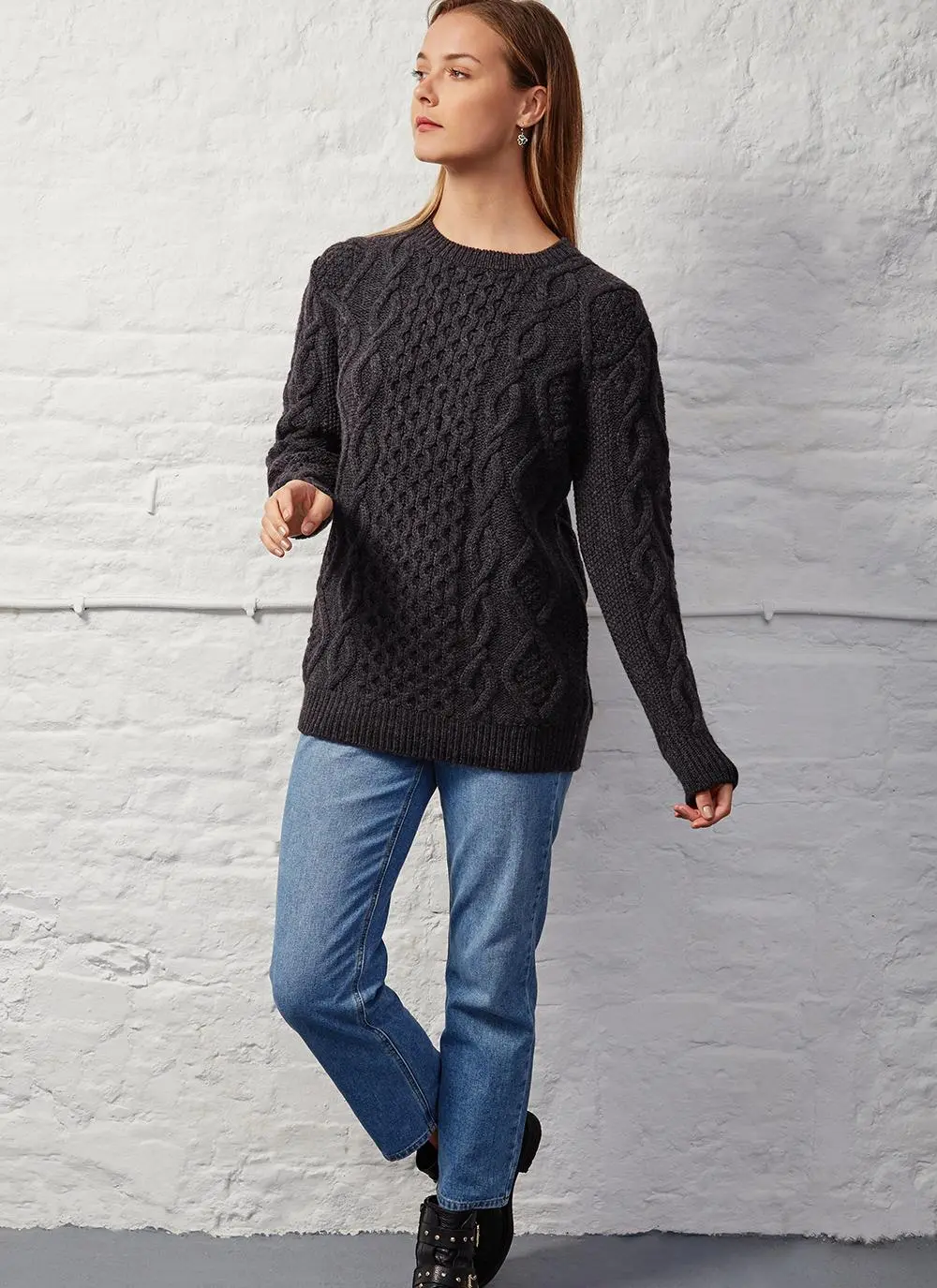 John Crew Neck Aran Sweater