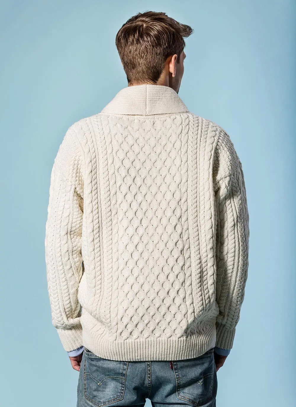 John Shawl Collar Aran Cardigan