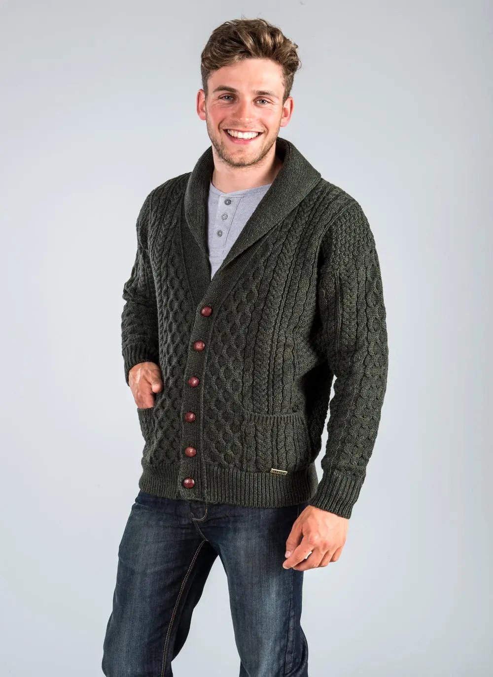 John Shawl Collar Aran Cardigan