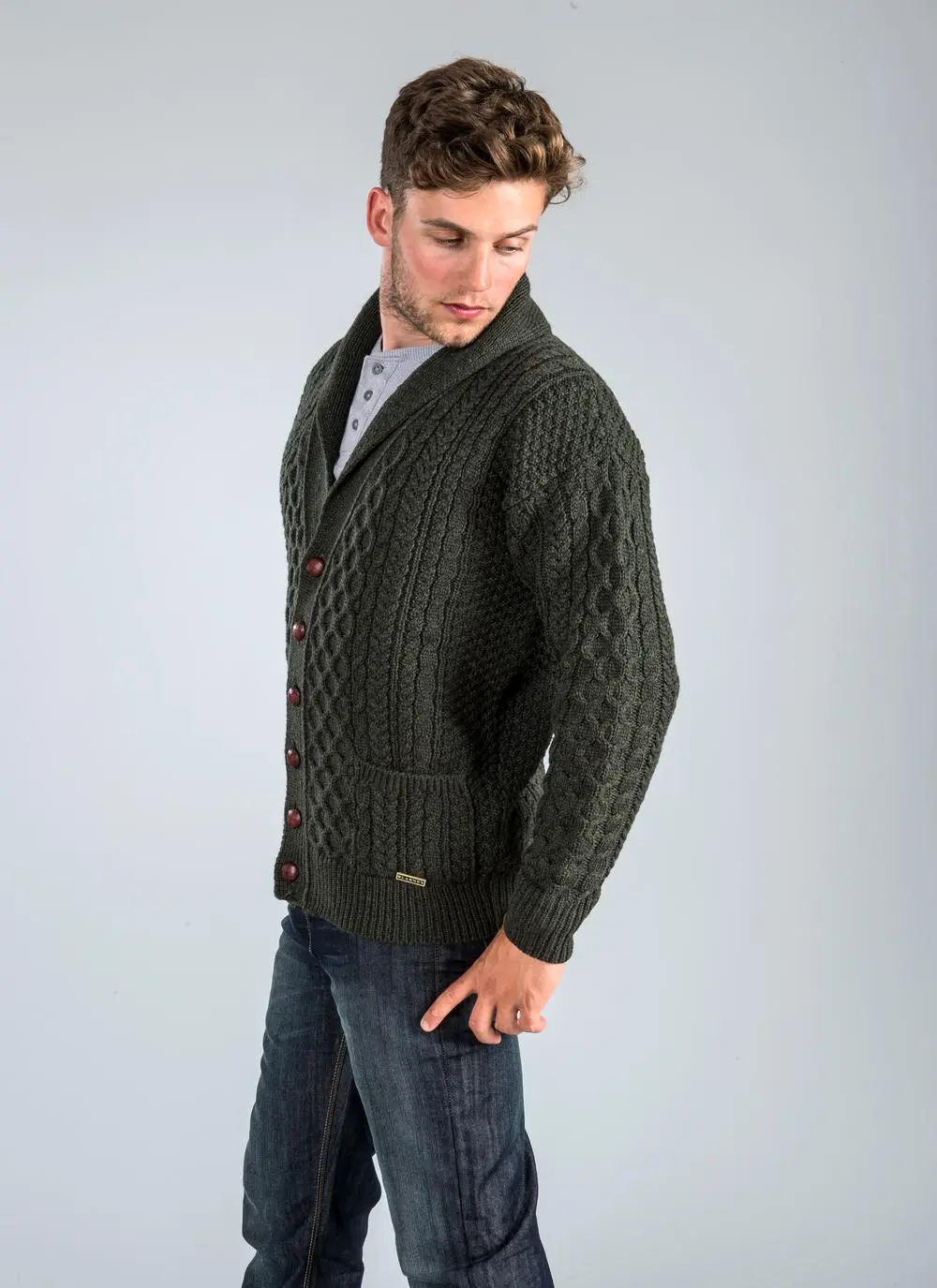 John Shawl Collar Aran Cardigan