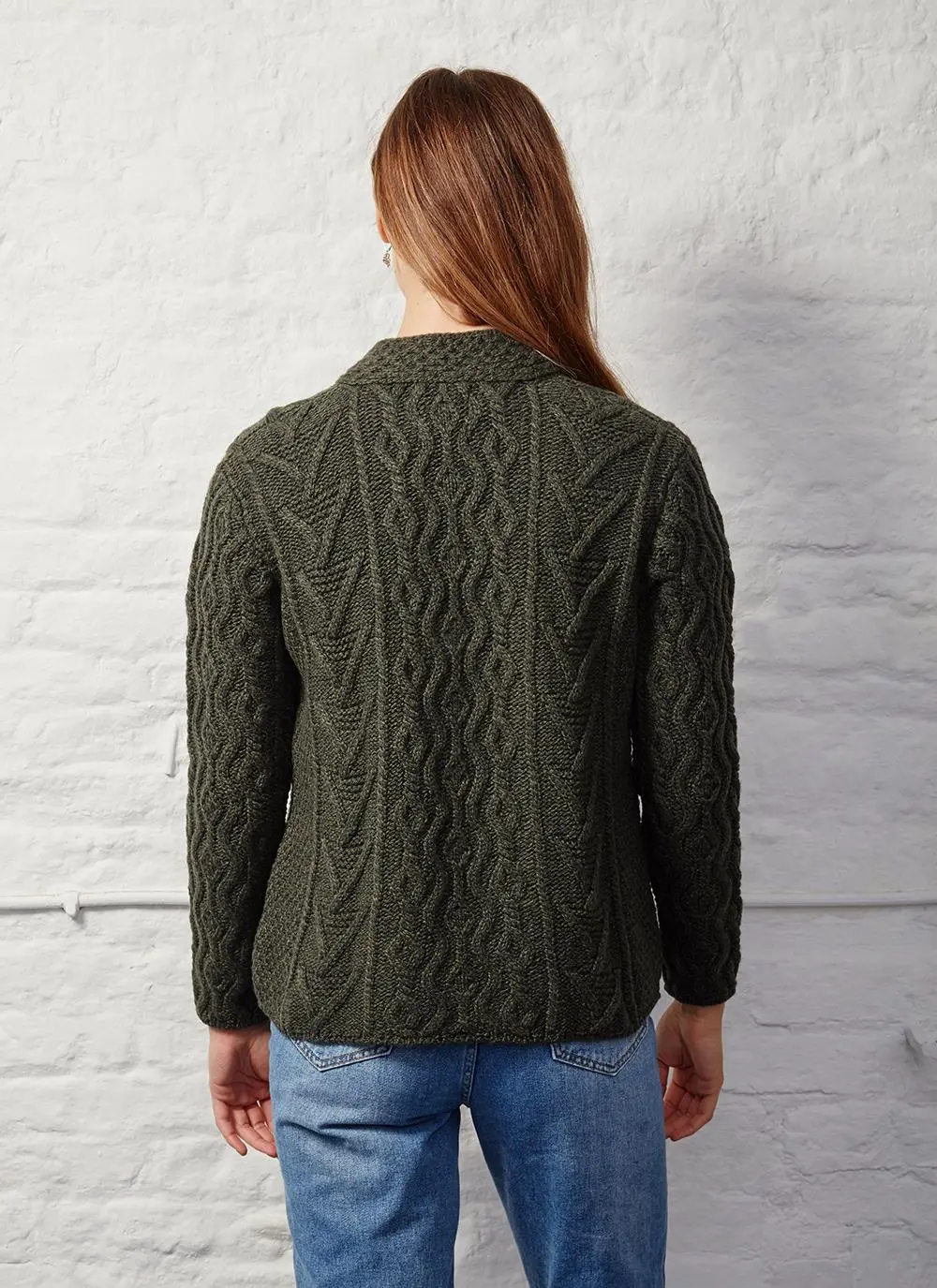 Kathleen Button Neck Aran Cardigan