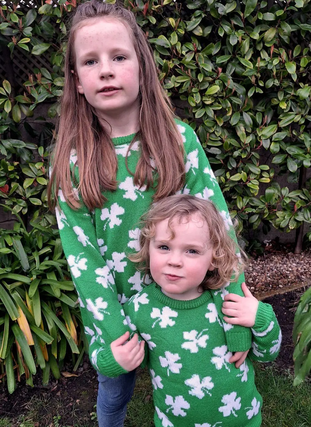 Kids Knit Green Shamrock Sweater