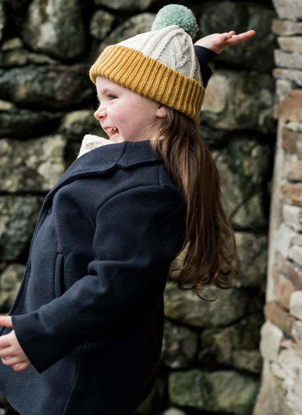 Kids Contrast Pom Pom Hat