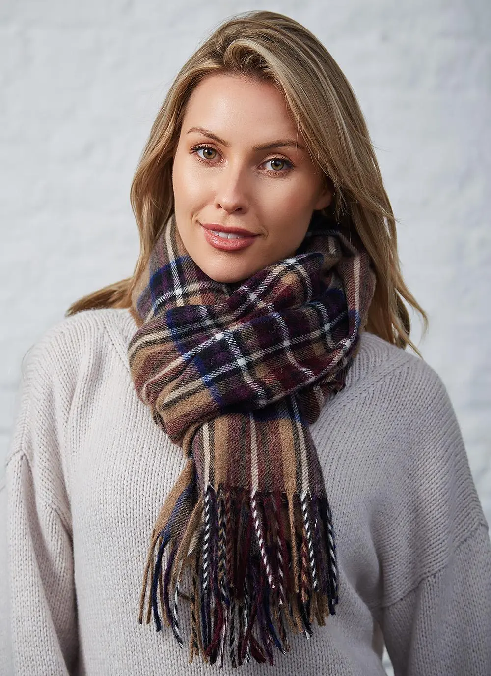 Kildwick Camel Plum Stole