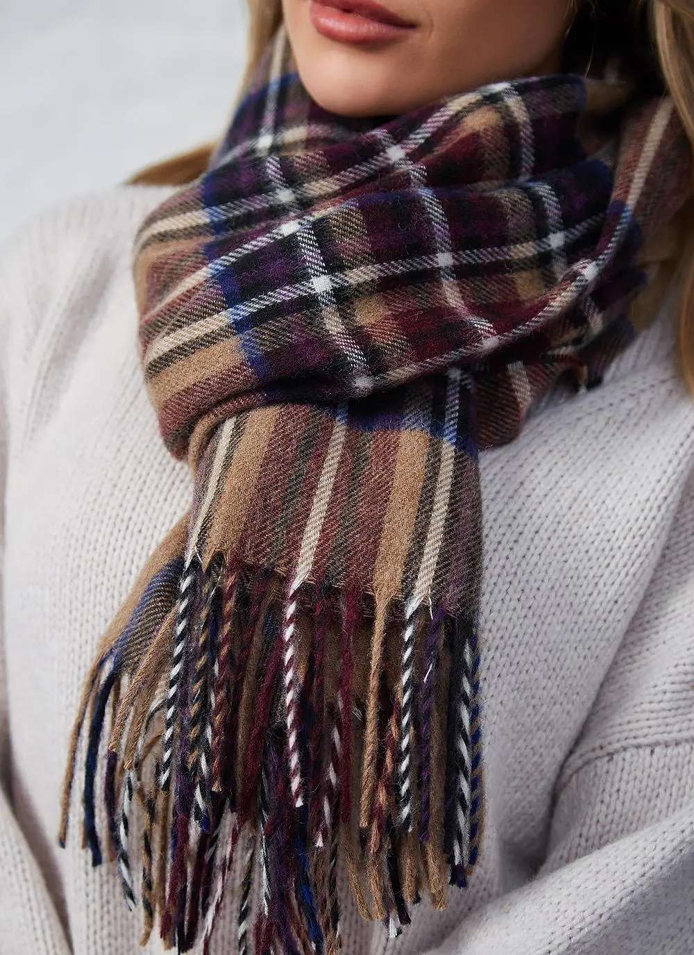 Kildwick Camel Plum Stole