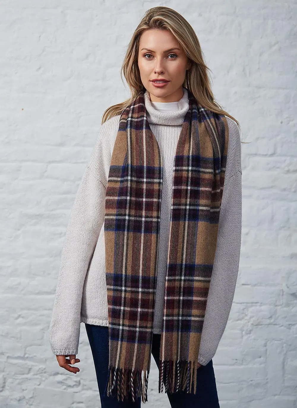 Kildwick Camel Plum Stole