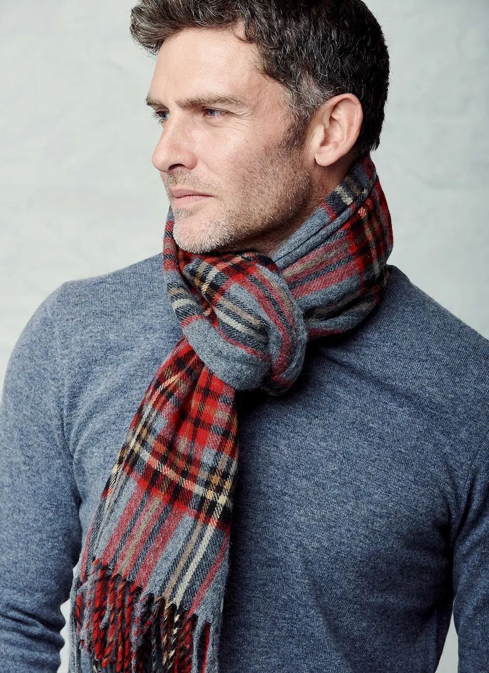 Kildwick Grey & Red Scarf