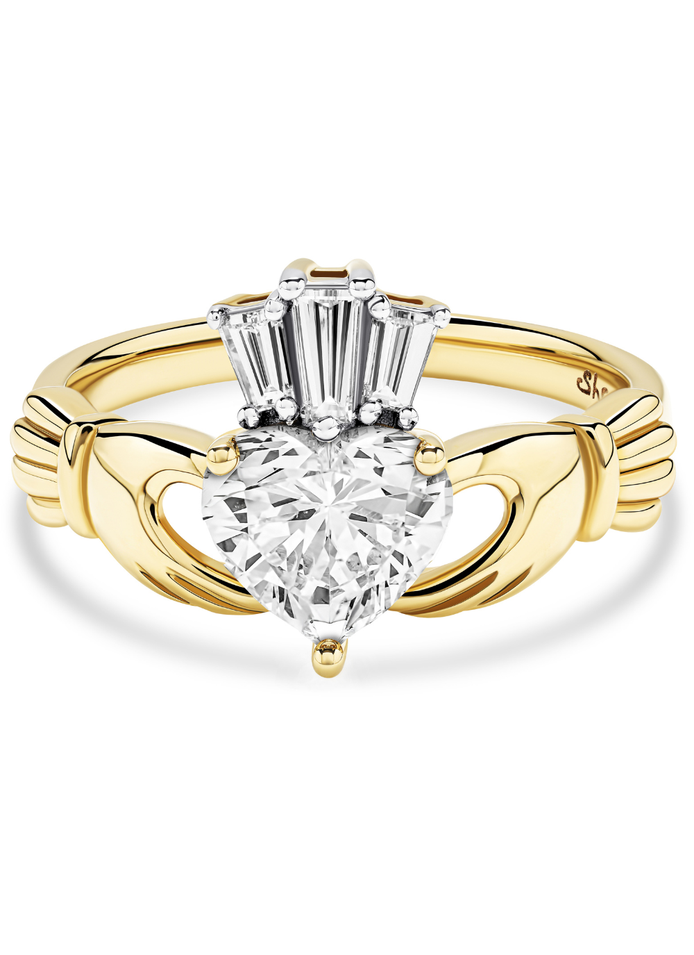14K Claddagh Ring With Lab Diamond 
