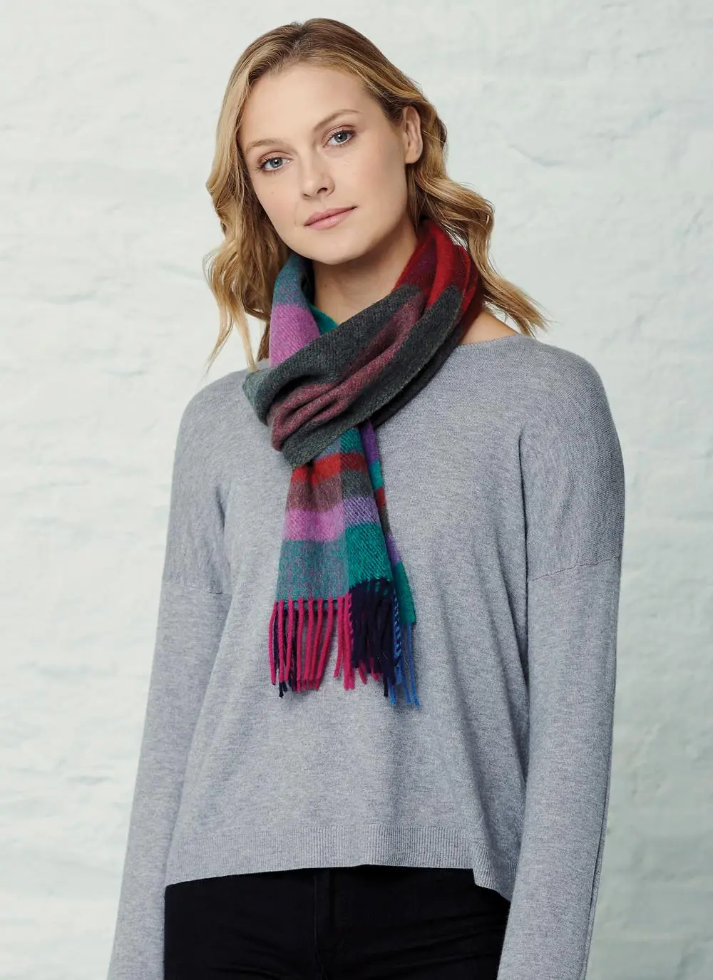 Long Lambswool Fringed Scarf