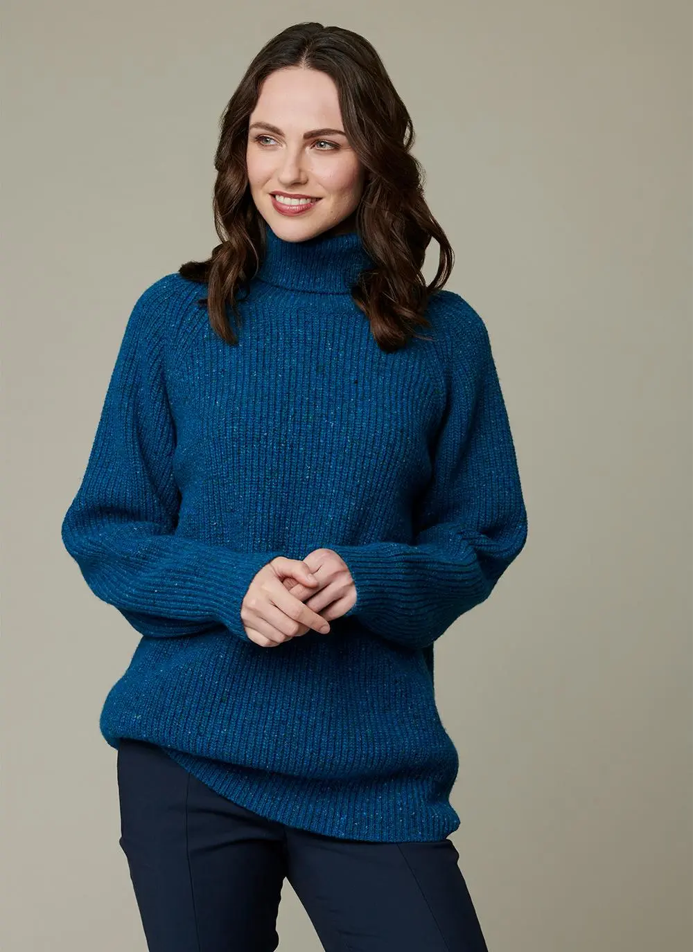 Lambswool Rib Polo Neck Sweater