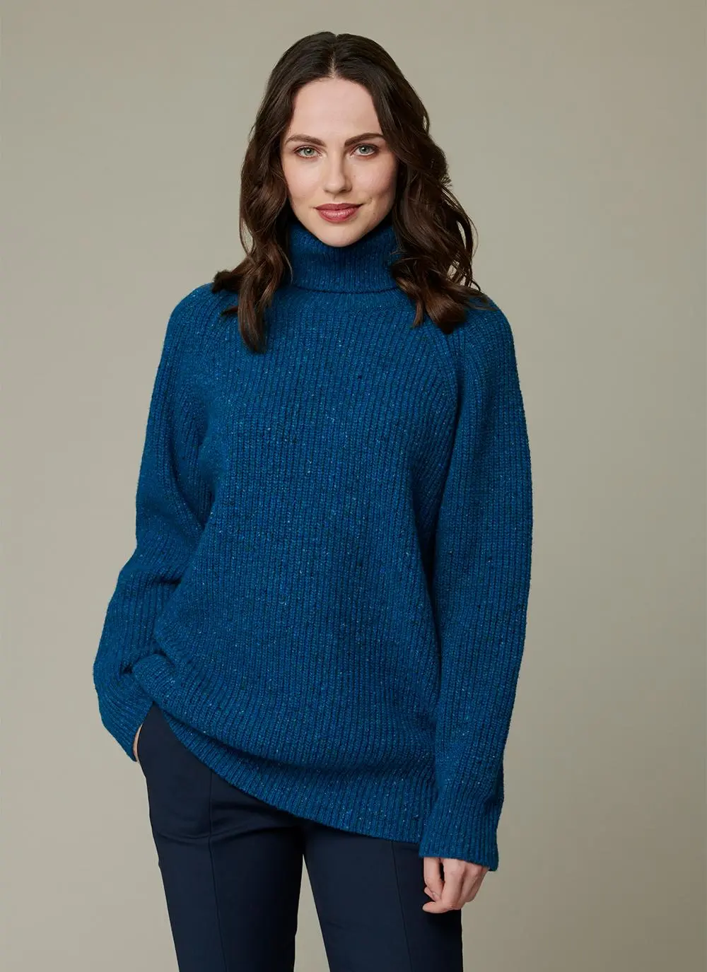 Lambswool Rib Polo Neck Sweater