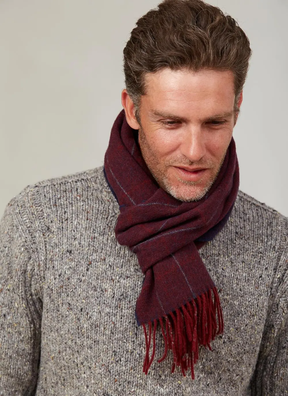Lambswool Scarf Burgundy Stripe