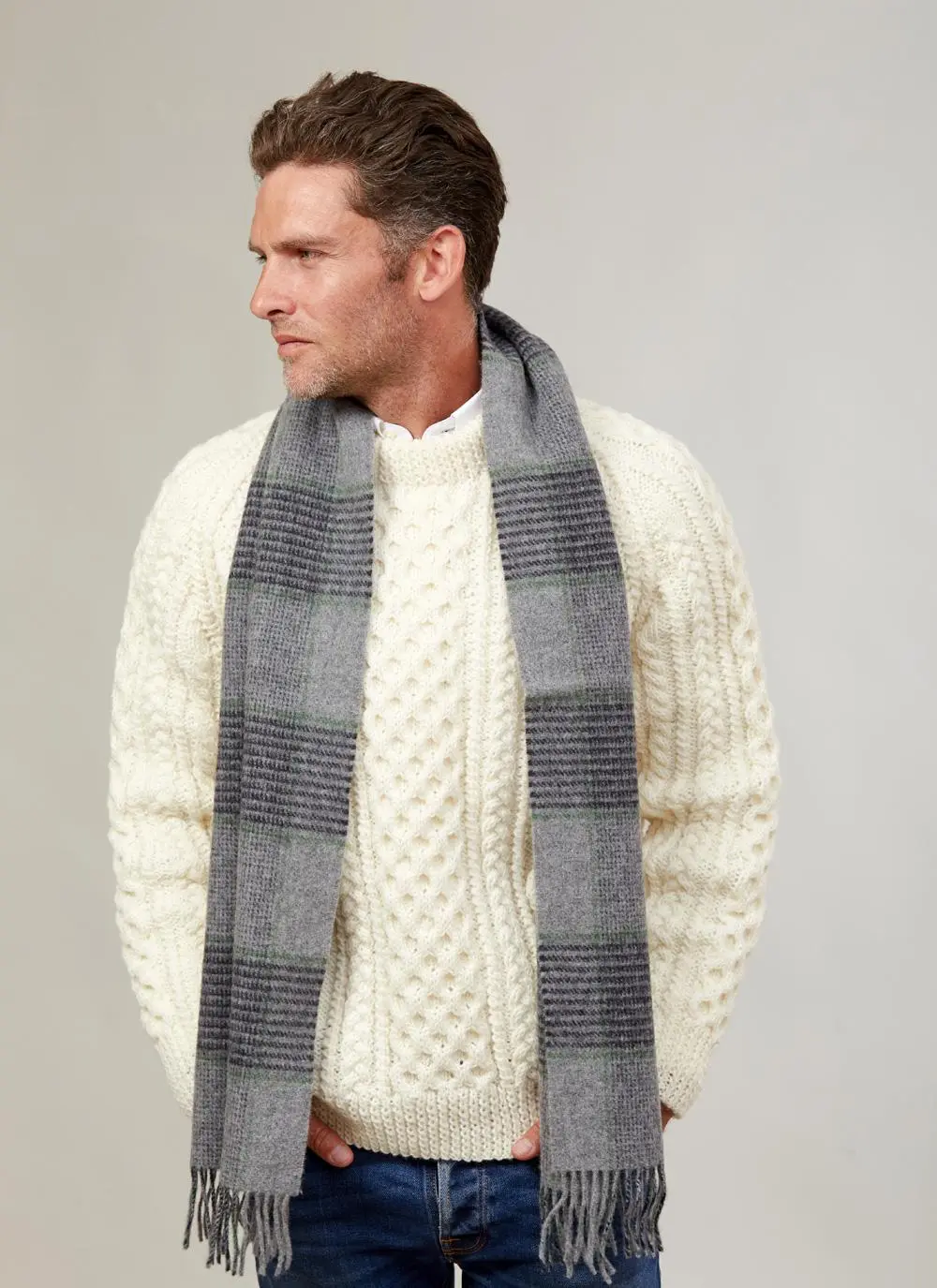Lambswool Scarf Grey Check