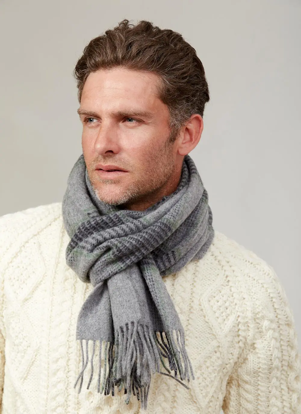 Lambswool Scarf Grey Check