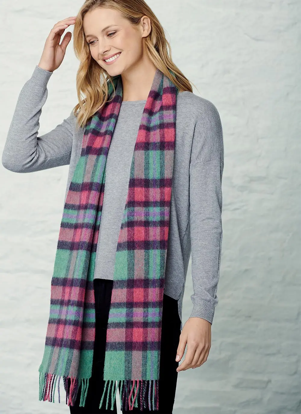 Long Lambswool Fringed Scarf