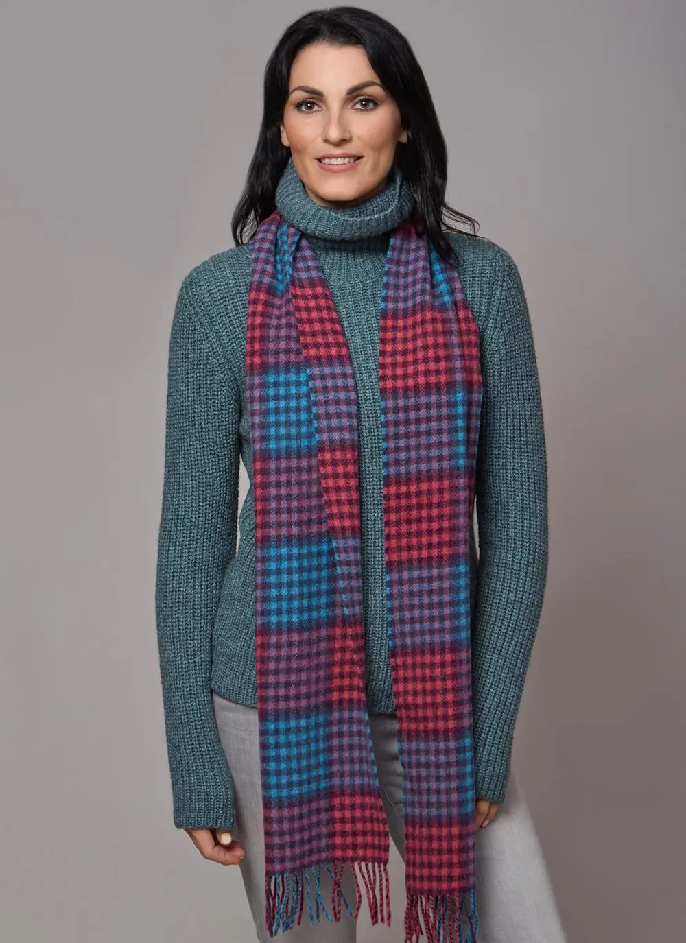 Lambswool Scarf Pink & Turquoise