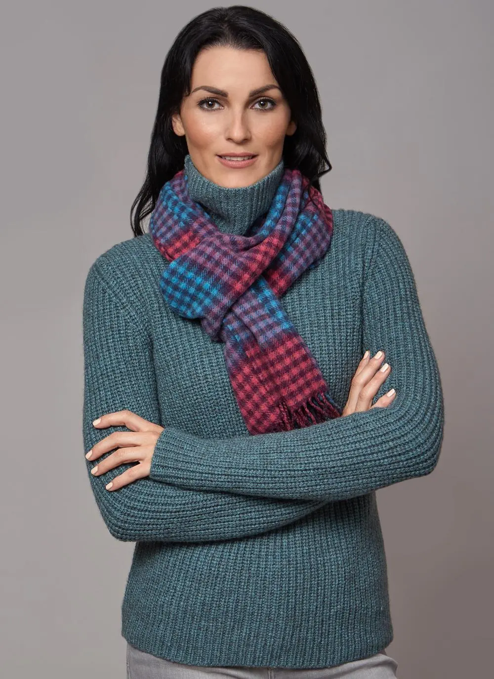 Lambswool Scarf Pink & Turquoise