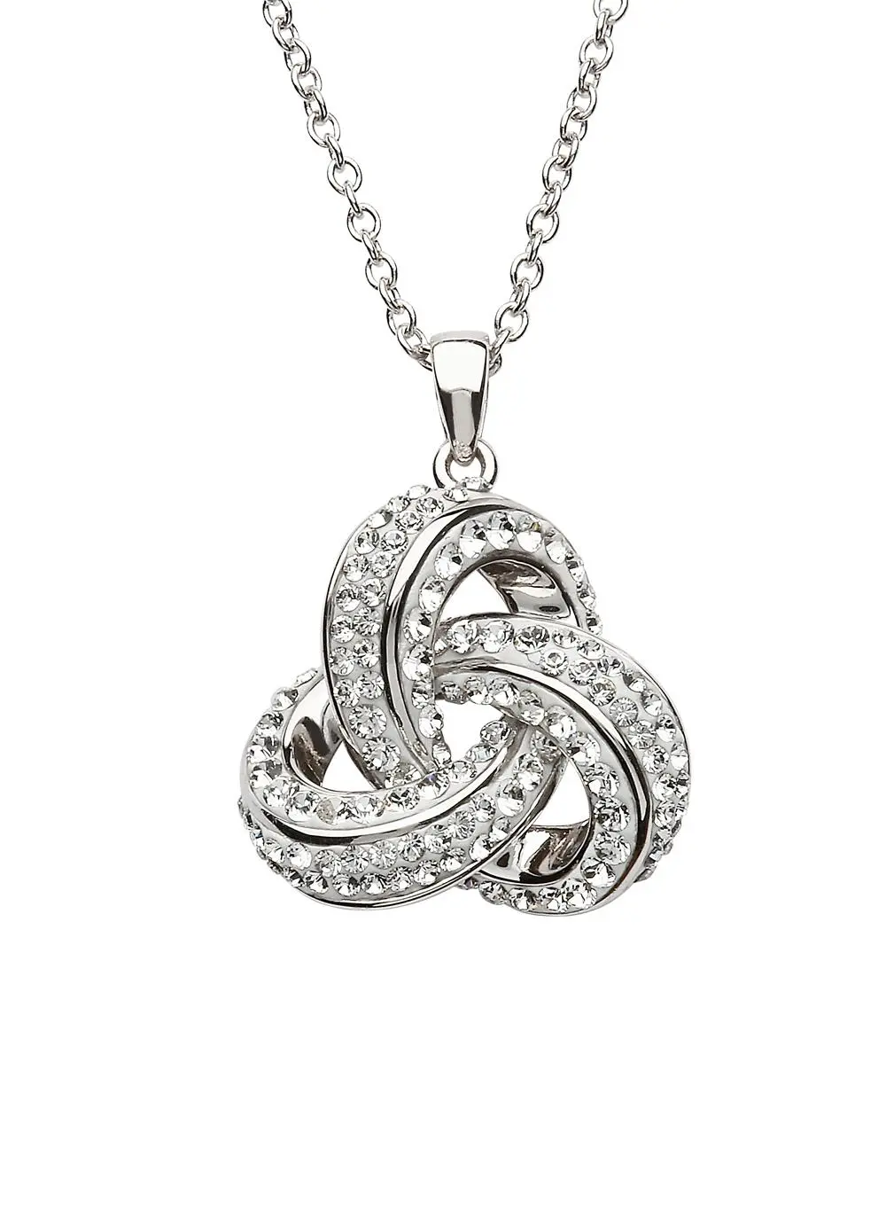 Large Trinity Knot Pendant Adorned with Swarovski Crystals