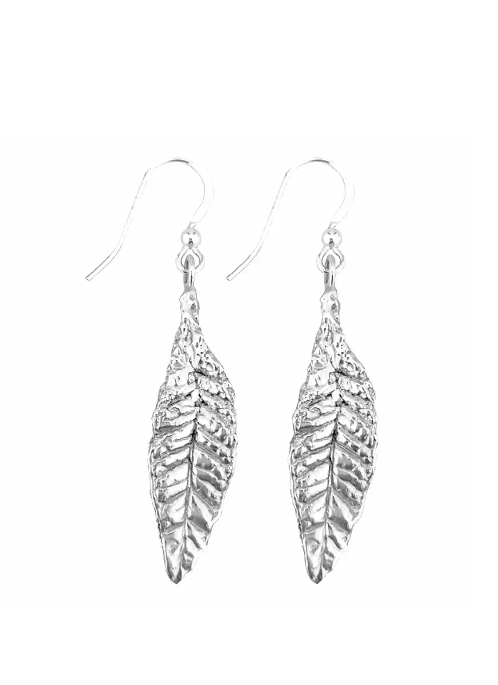 Silver Leaf Drop Earrings