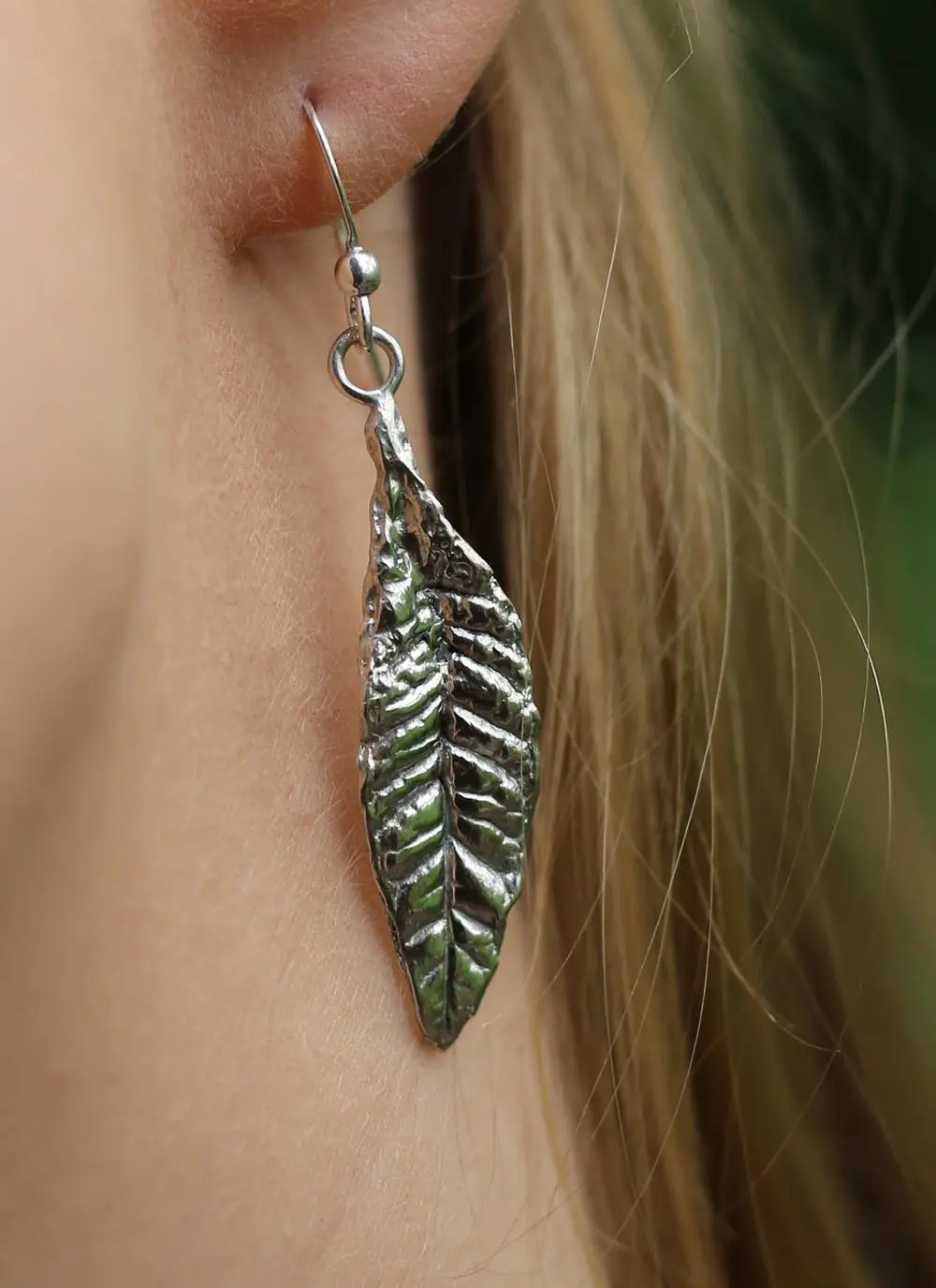 Silver Leaf Drop Earrings