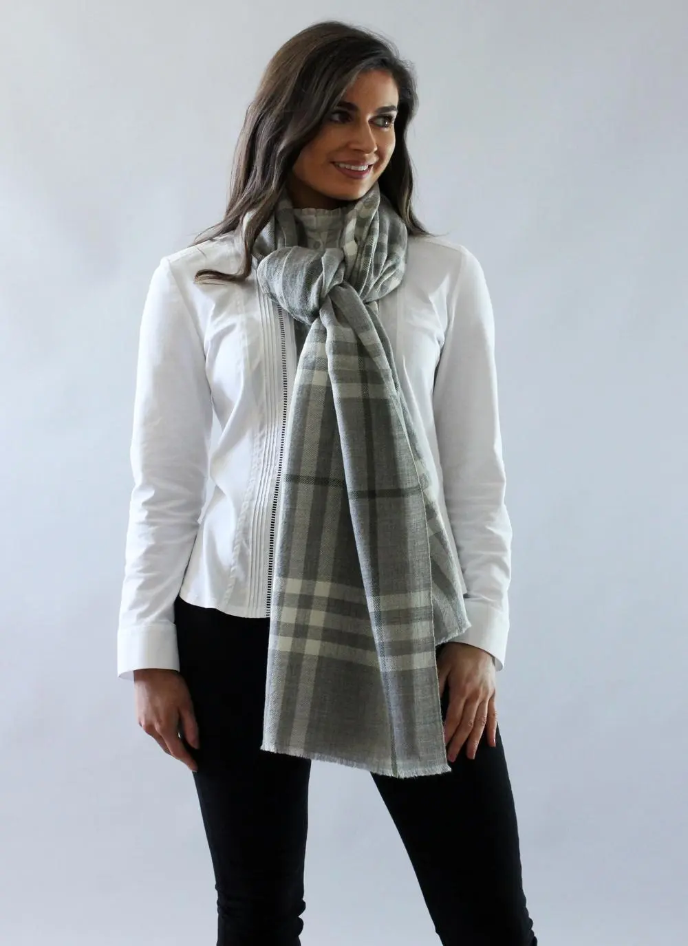 Tartan Blanket Scarf Light Gray