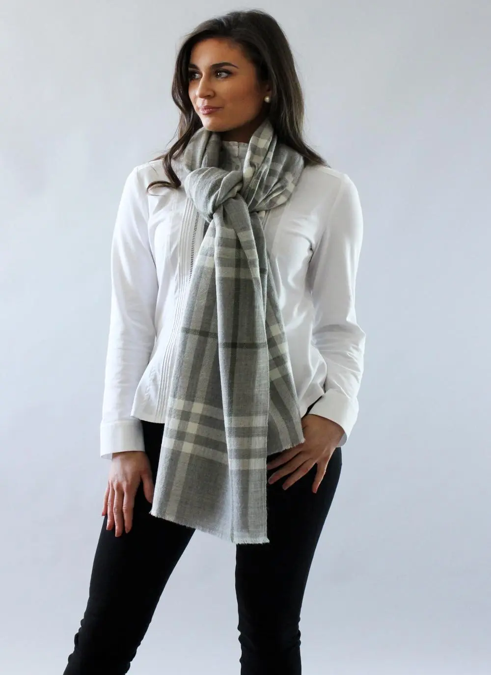 Tartan Blanket Scarf Light Gray