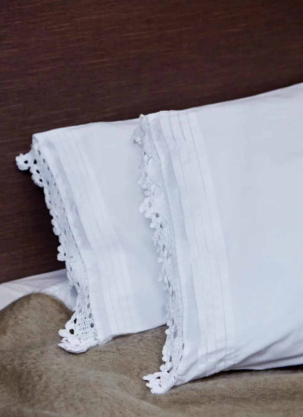 Linear Embroidered Housewife Pillowcases Set of 2