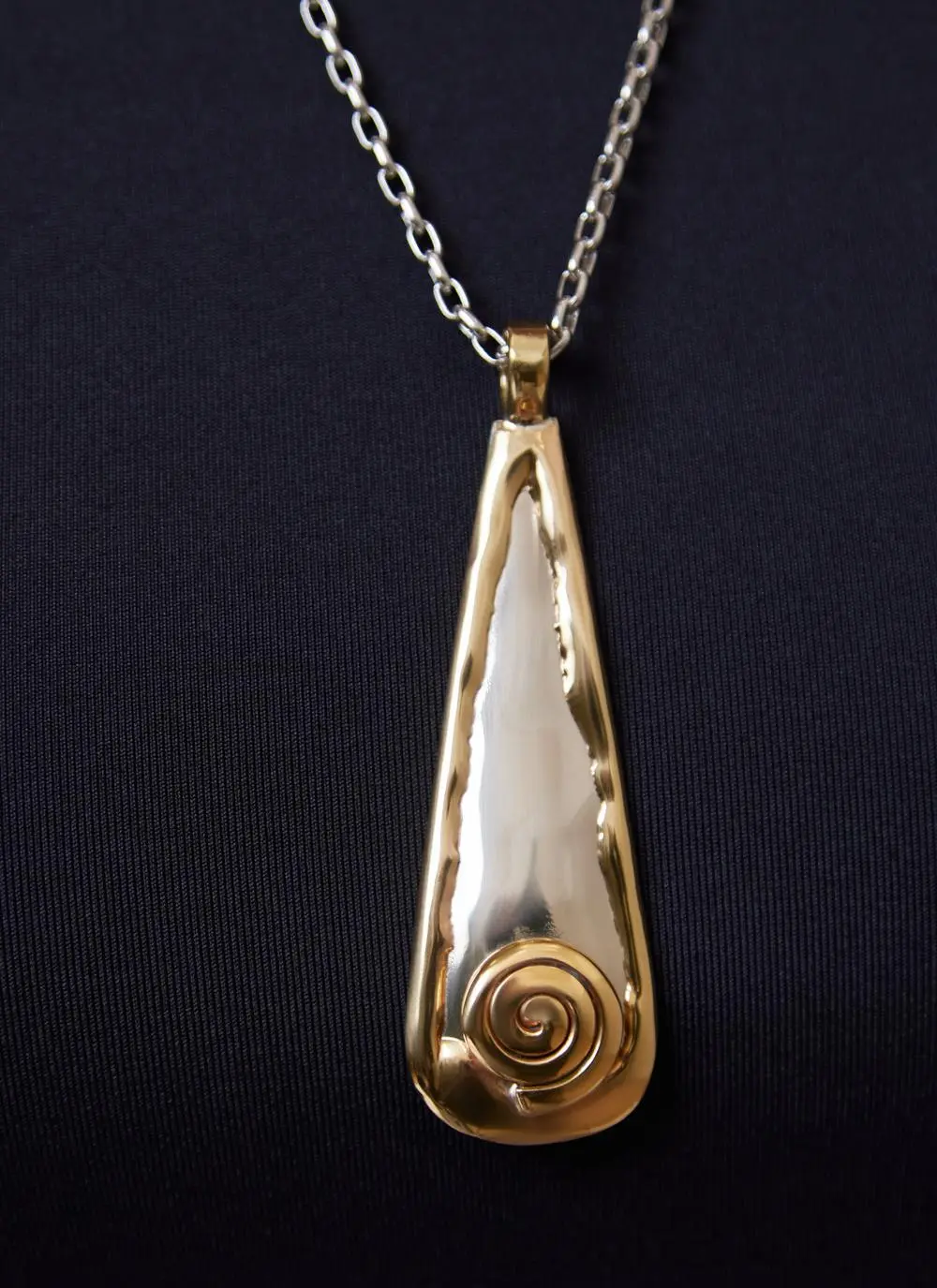 Long Celtic Spiral Teardrop Pendant 