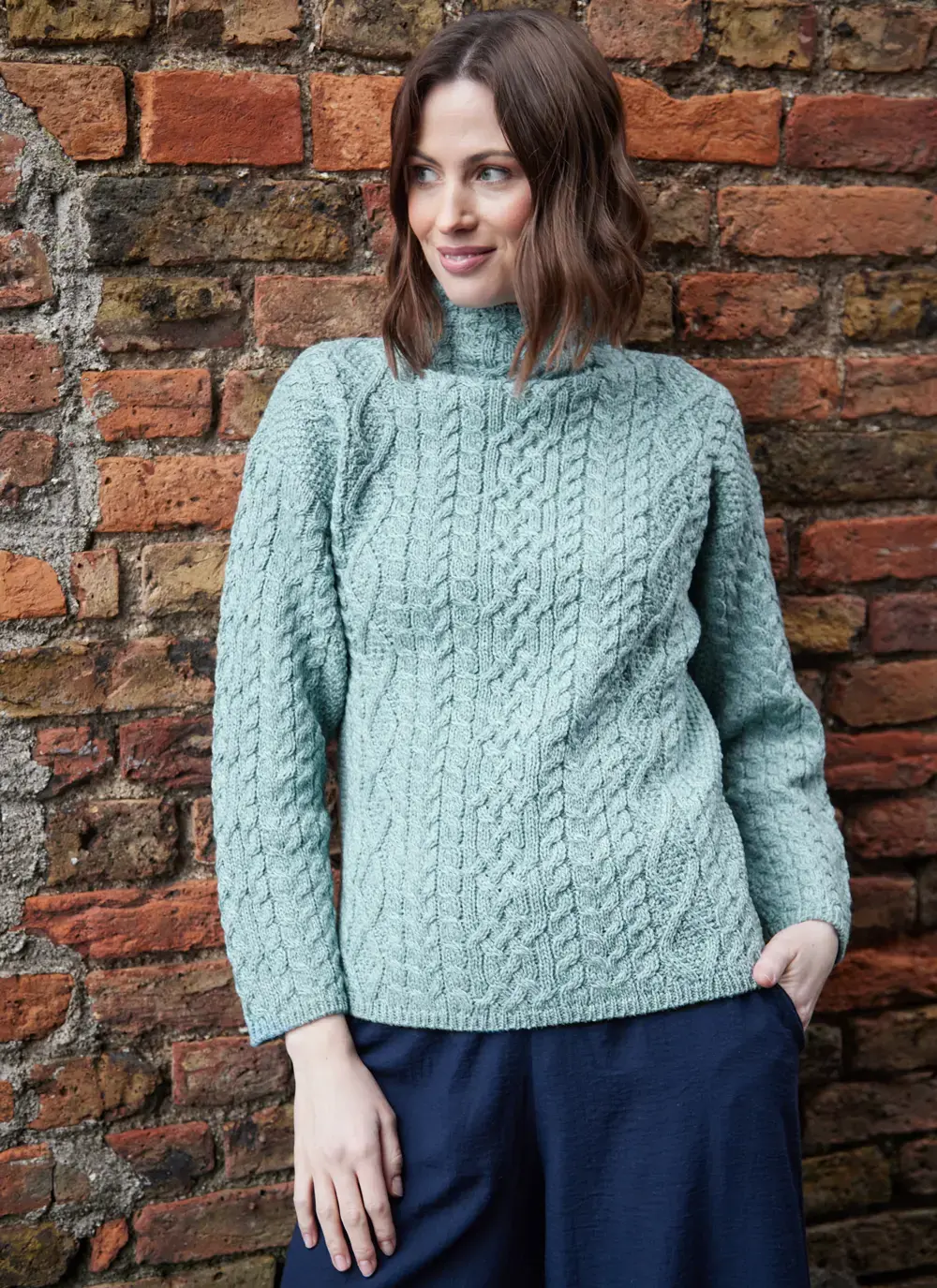 Ava Aran Funnel Neck Sweater
