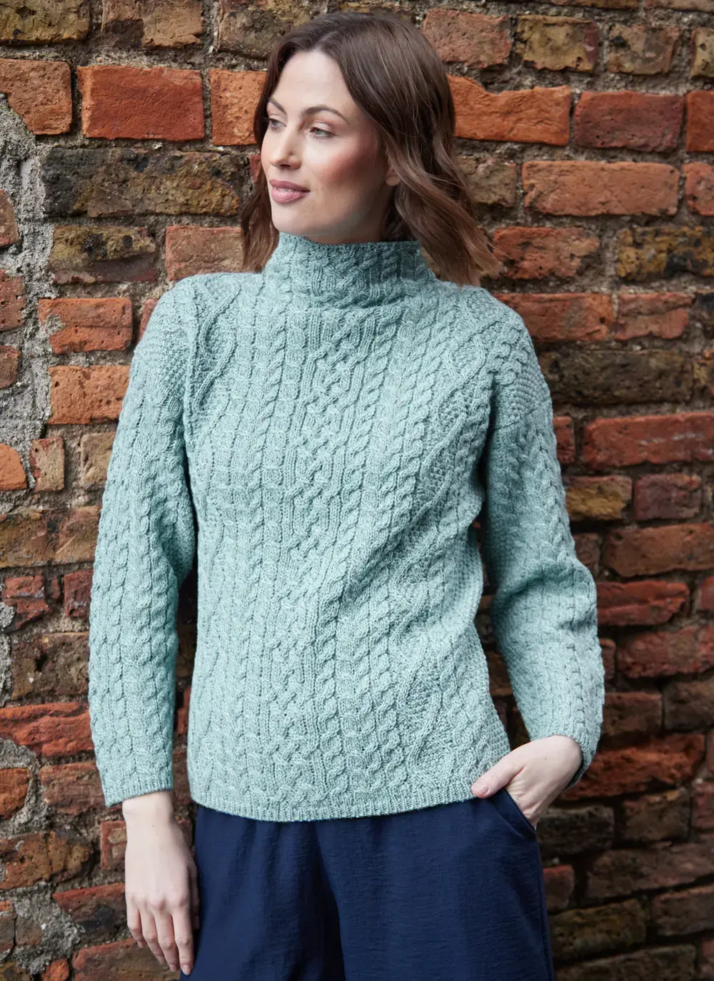Ava Aran Funnel Neck Sweater