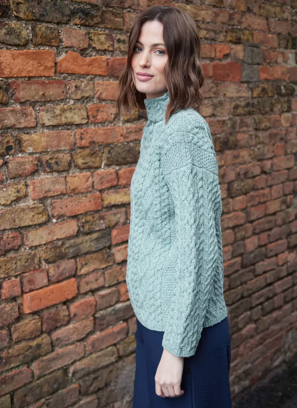 Ava Aran Funnel Neck Sweater