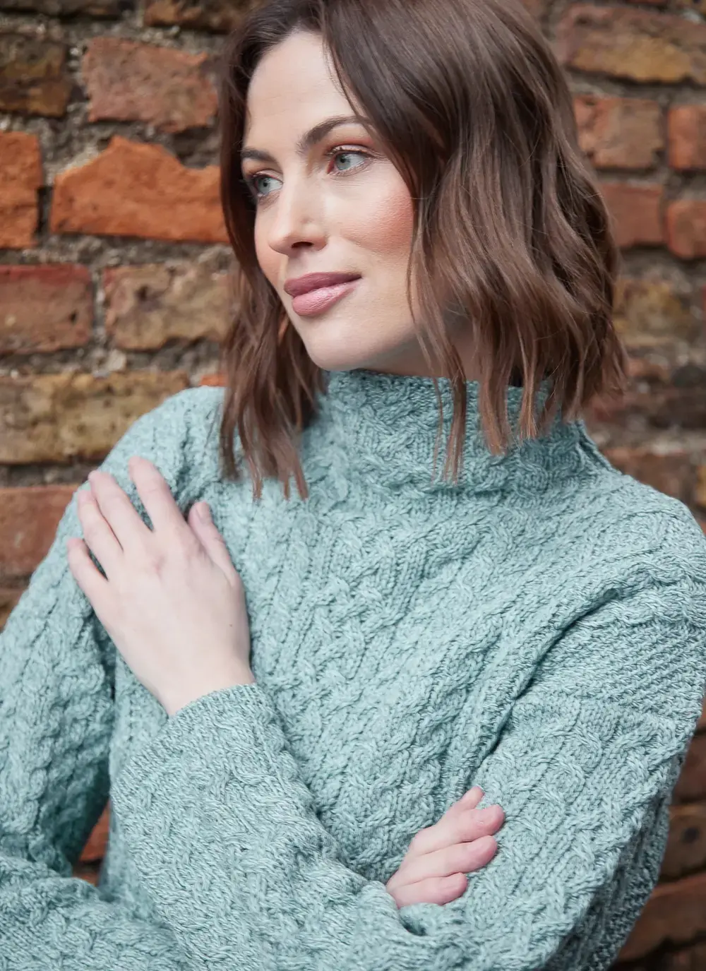 Ava Aran Funnel Neck Sweater
