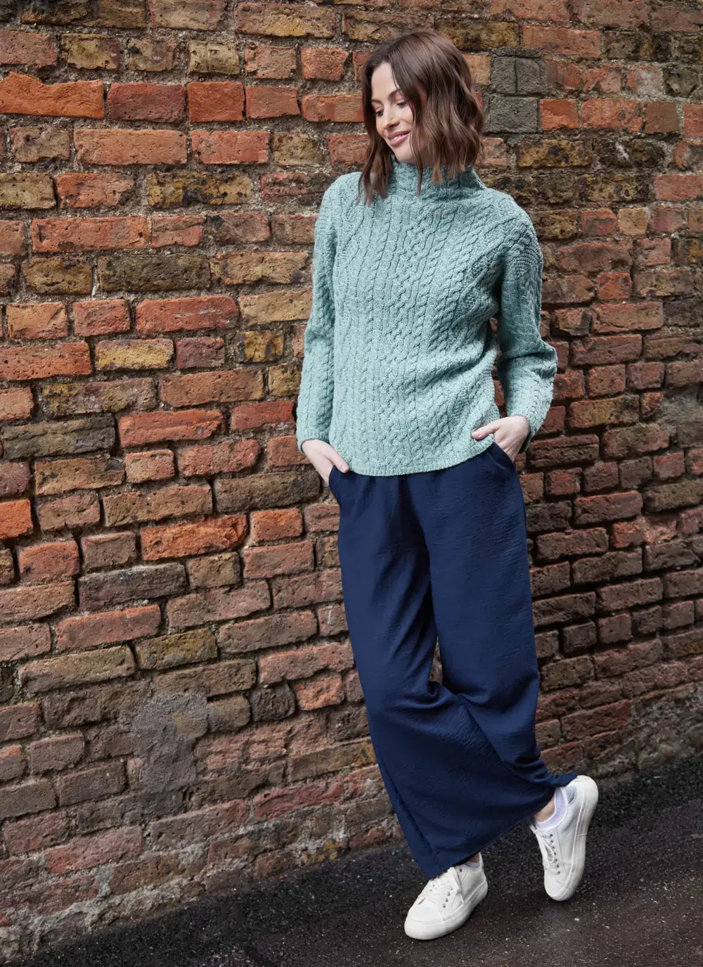 Ava Aran Funnel Neck Sweater