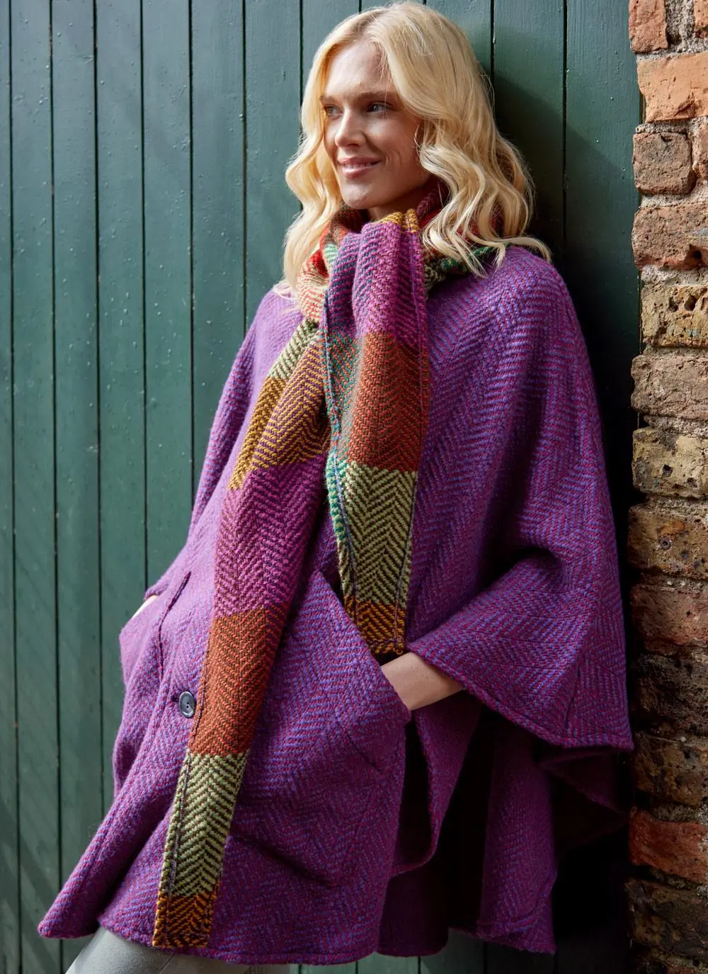 Maeve Killybeg Herringbone Cape with Hood