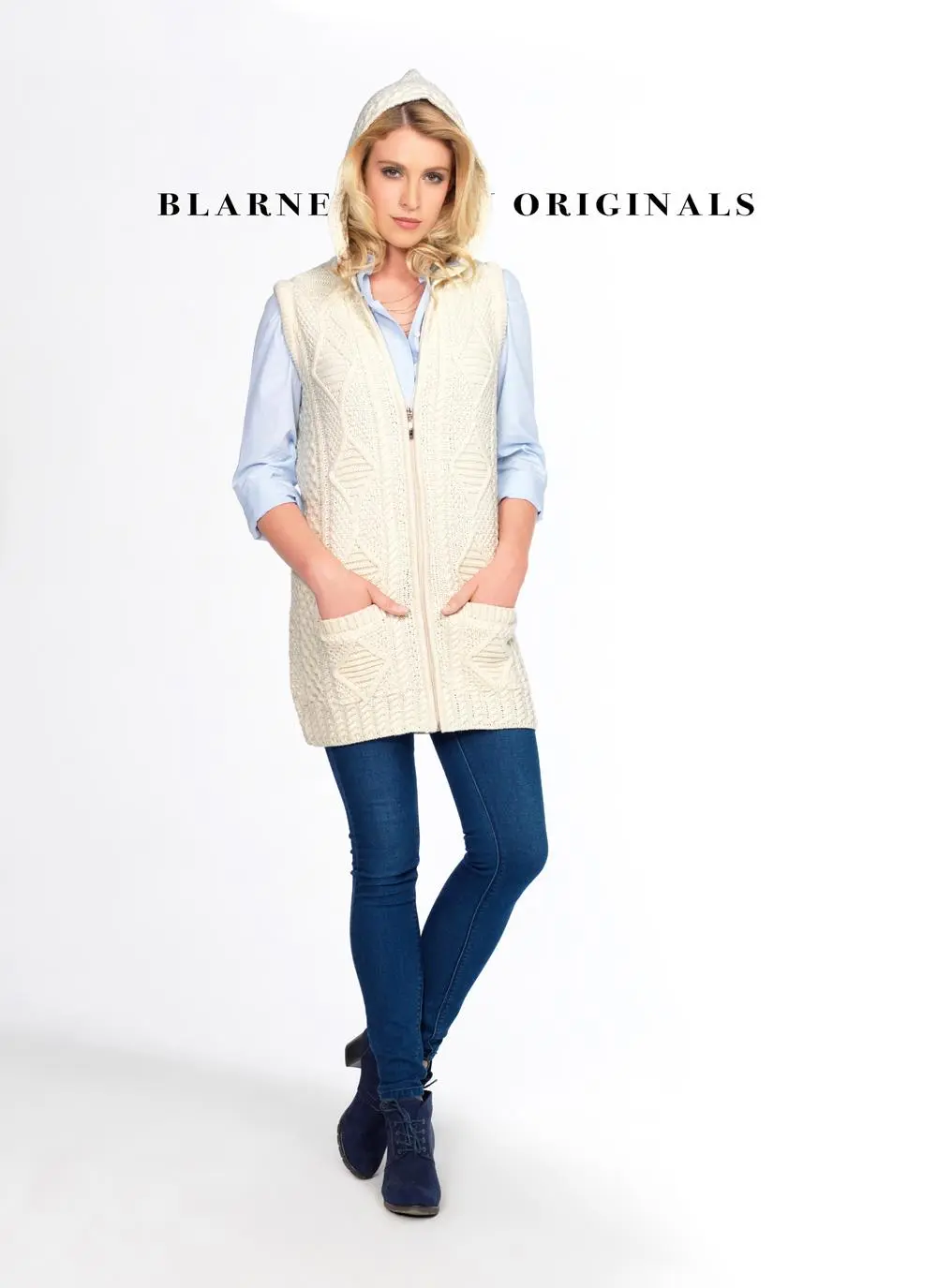 Maeve Long Zip Aran Hoodie