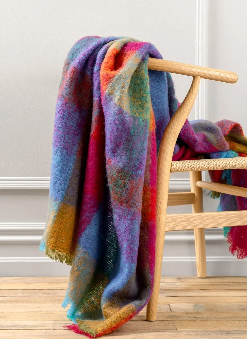 Magenta Check Mohair Throw