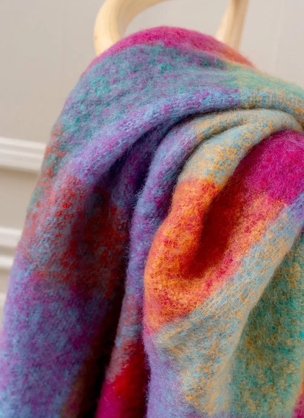 Magenta Check Mohair Throw