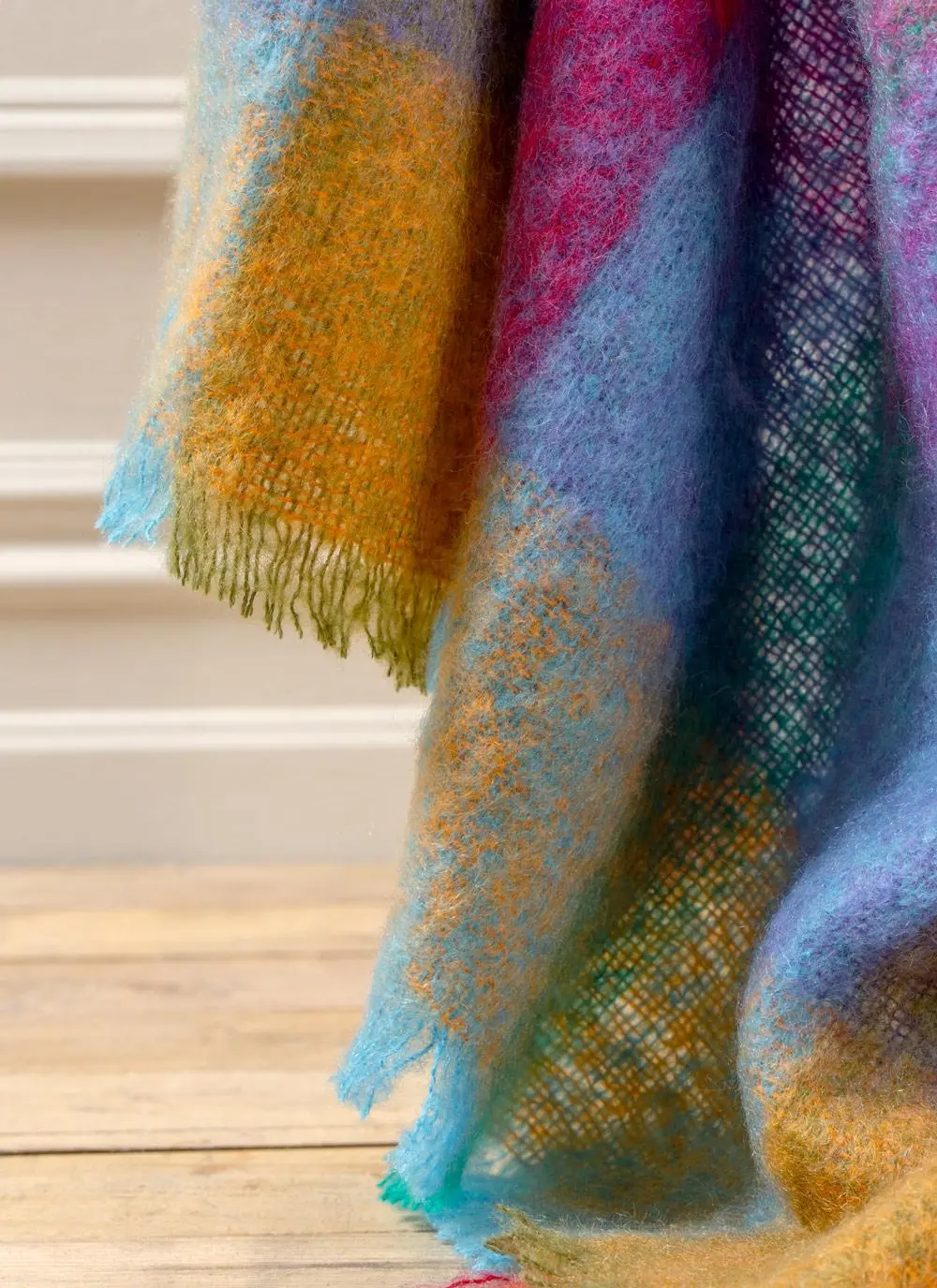 Magenta Check Mohair Throw