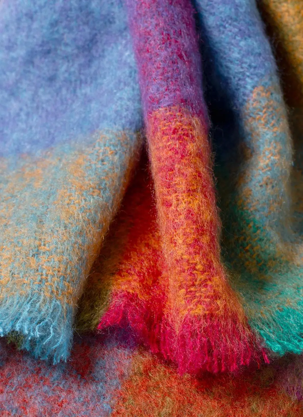 Magenta Check Mohair Throw