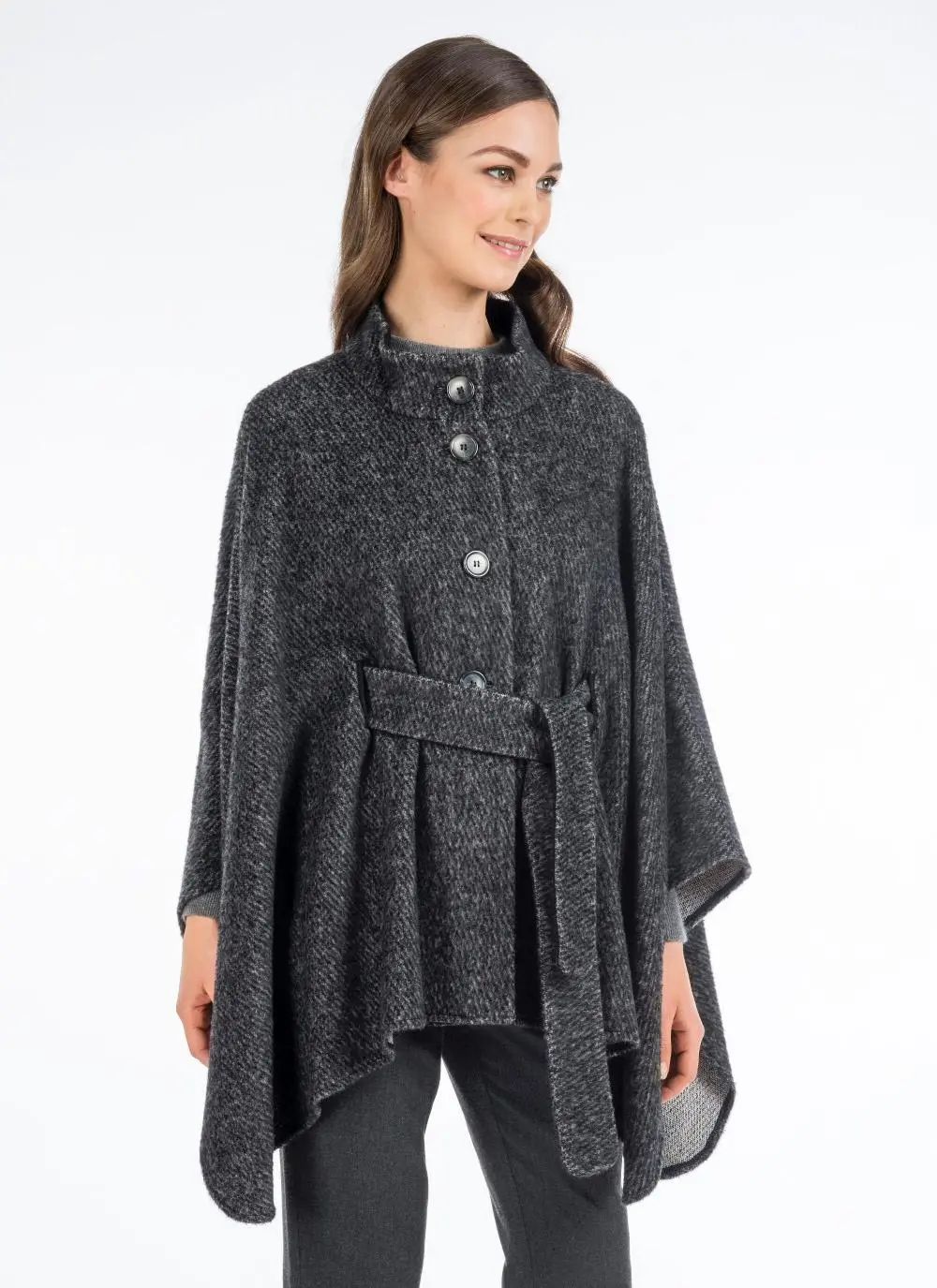 Maggi Wool Cape Gray Black