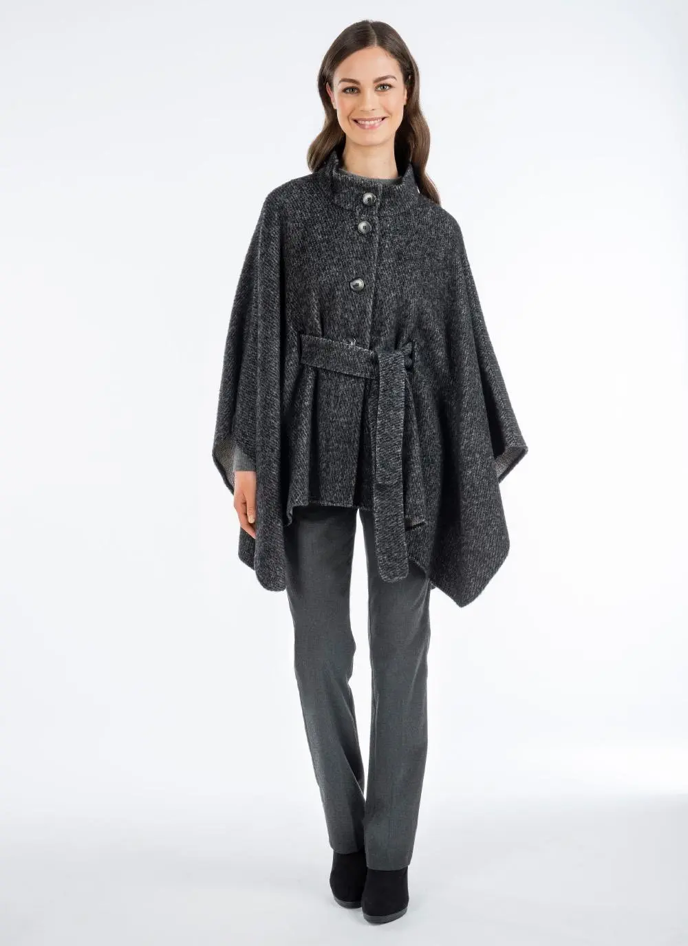 Maggi Wool Cape Gray Black