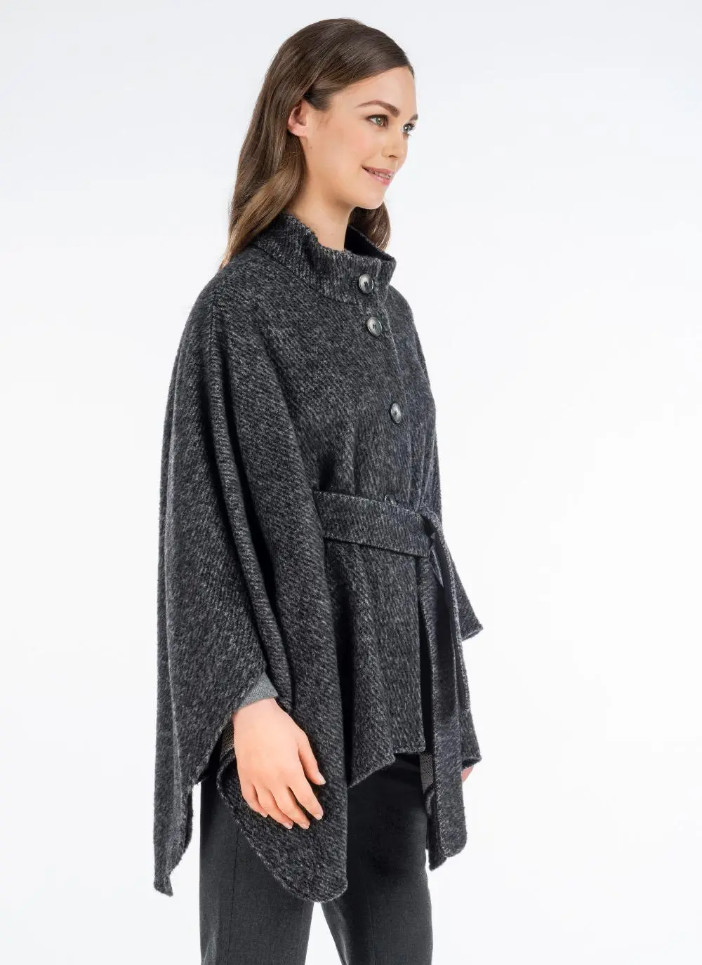Maggi Wool Cape Gray Black | Blarney