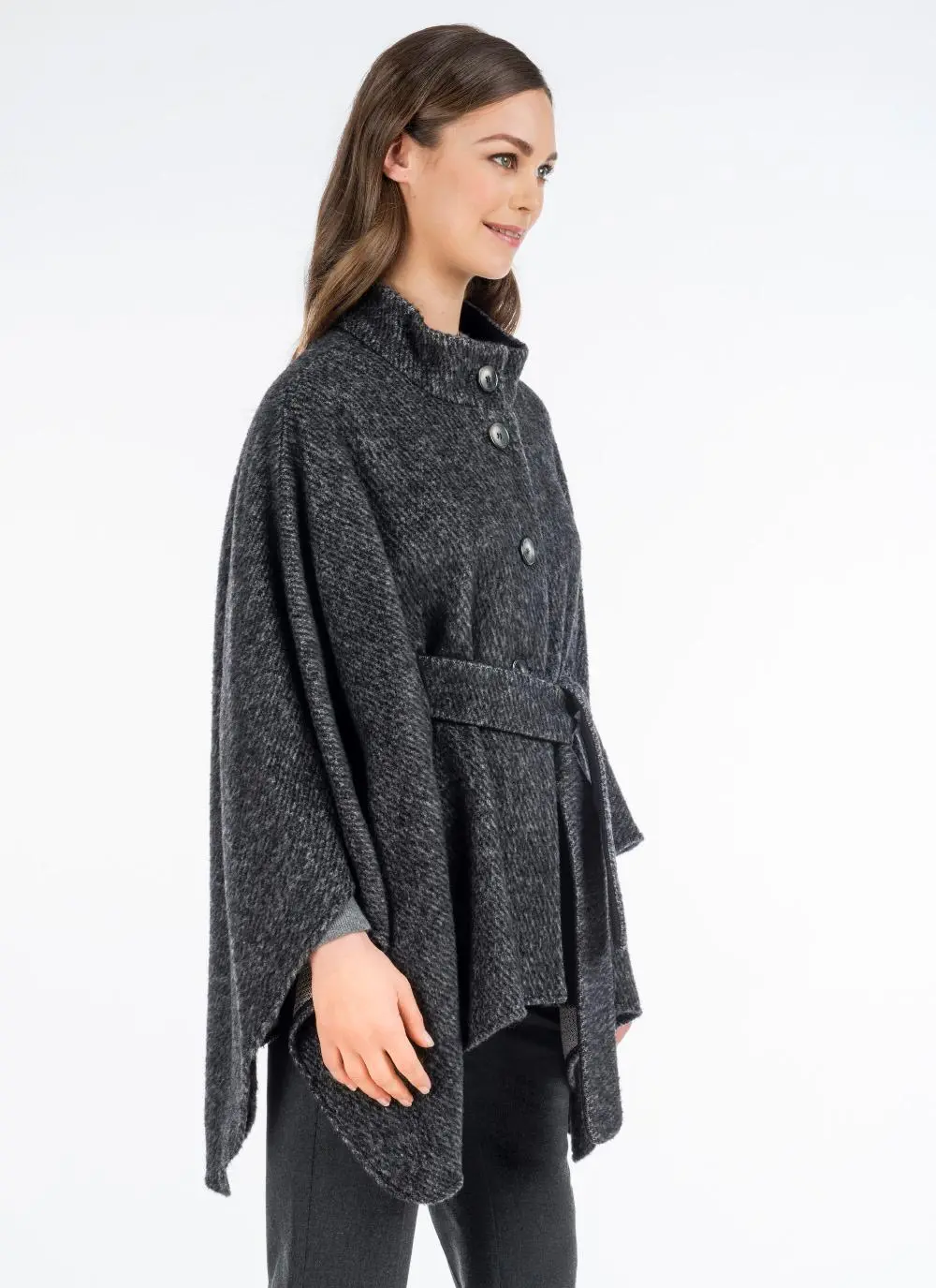 Maggi Wool Cape Gray Black